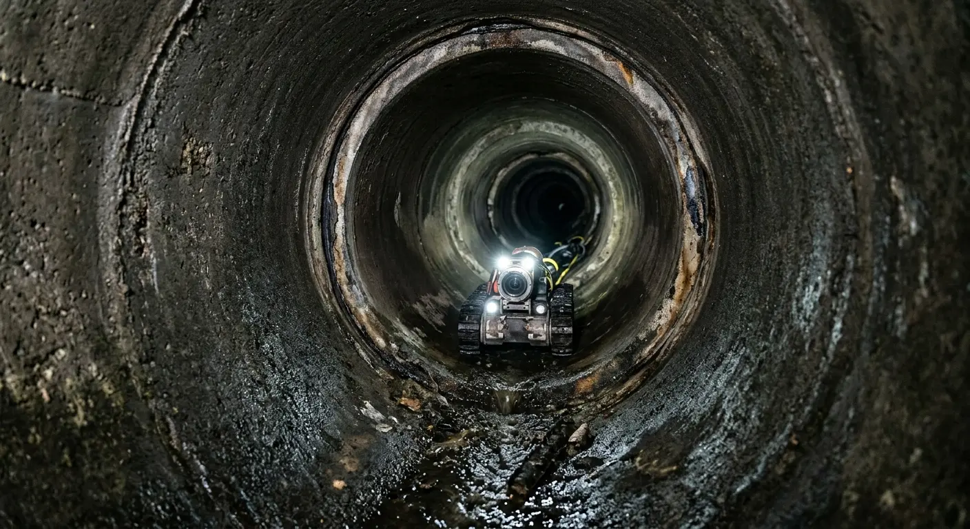 Robotic sewer camera inspecting pipe interior for Drain Snake Service in Ferguson